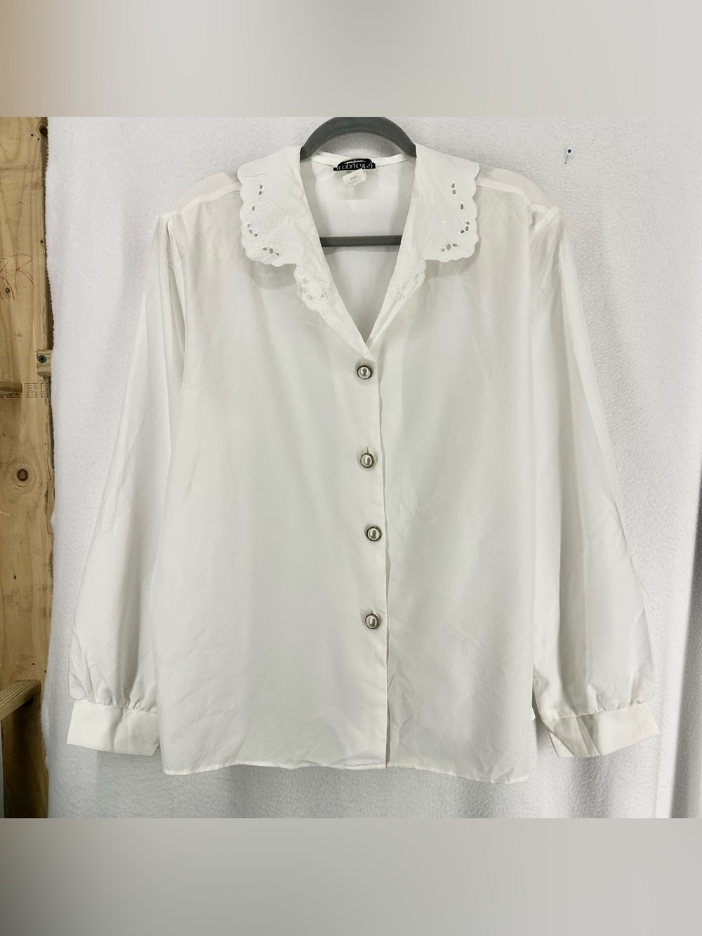 Copy Cats White Embroidered Button Front Blouse Women’s 20W Made in USA